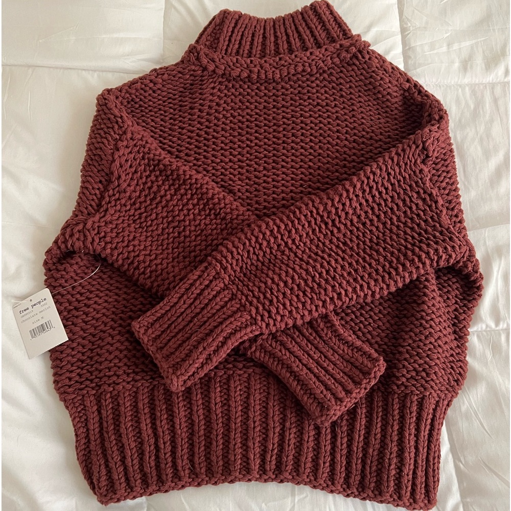 NWT Free People My Only Sunshine Sweater in Chocolate Merlot